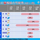 7日夜～寒波到来　JPCZの強雪帯が北陸を指向　平地も警報級大雪か　高波にも警戒