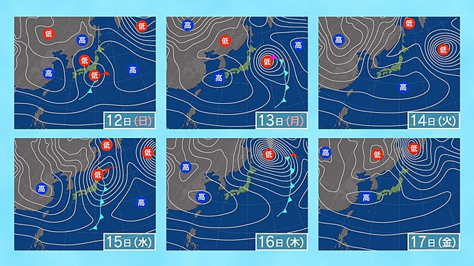 12日～13日　太平洋側も一部で雨や雪