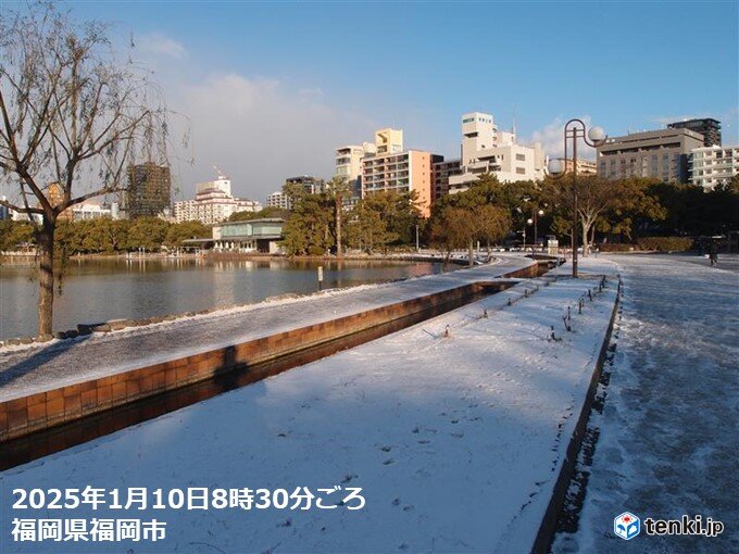 福岡・名古屋など東海以西の平地も積雪　日本海側山沿いは積雪急増　11日も大雪続く