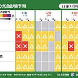 3連休の道路影響予測　今日11日東北と北陸・中国地方　明日12日九州で影響「大」