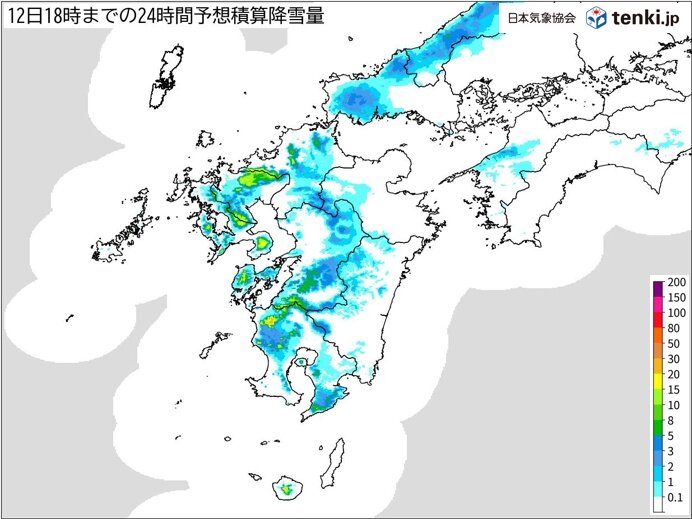 12日(日)　九州は山沿いで大雪　今回の寒波の2倍の雪予想も