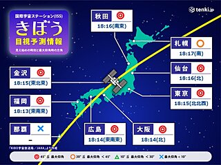 13日の夜　国際宇宙ステーション(ISS) 「きぼう」を見られるチャンス