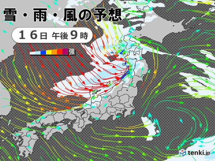 今日16日　北海道～北陸は雪や雨　夜は雪や風が強まり吹雪に注意　関東も真冬の寒さ