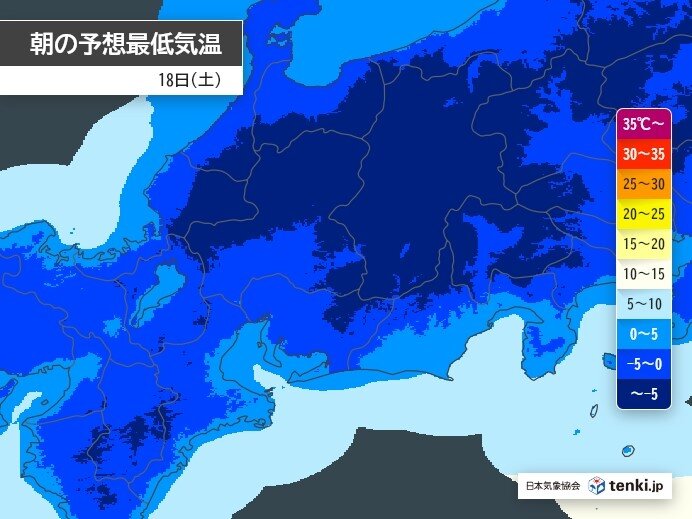 土日の気温　土曜の朝は冷え込みが強まる