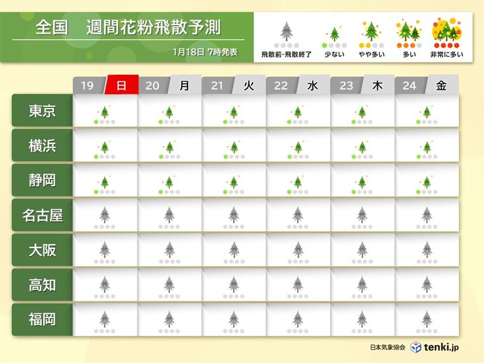 東京都で異例の早さの花粉シーズン　本格飛散はいつ?　来週は3月並みの陽気も