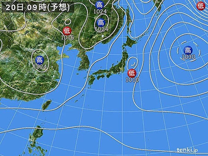 明日20日は晴れて3月並みの暖かさ