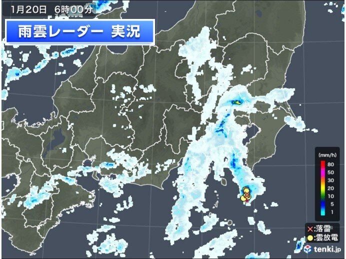 20日の関東　朝は南部を中心に雨　夕方以降も急な雨に注意　花粉対策を忘れずに