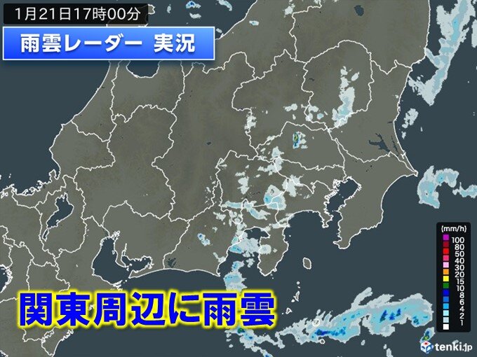 今日21日夜　関東や東北など所々で雨