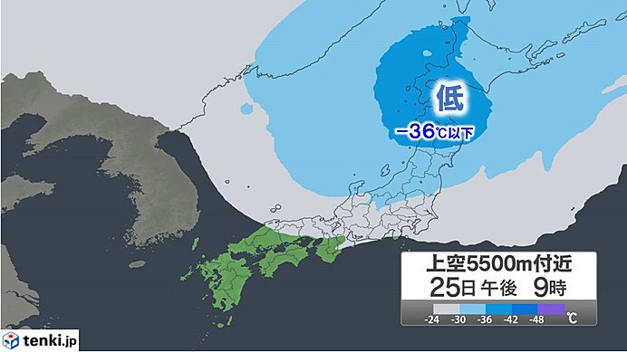 上空に寒気　局地的に雪や雨が強まる