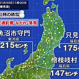 今日30日は東北や北陸で積雪急増中　今夜にかけて大雪に警戒・注意　来週は立春寒波