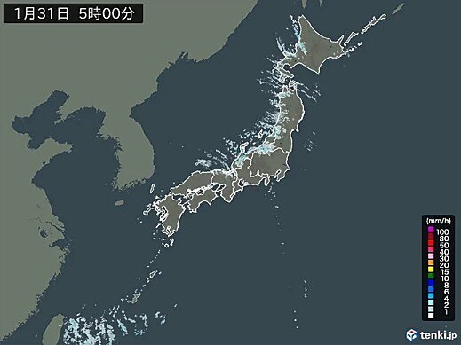 北陸付近や北日本の日本海側　昼頃まで広く雪や吹雪　局地的に雷を伴う