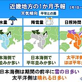 2月前半の近畿は気温低く大雪の恐れ　後半は気温上昇で花粉シーズン突入　1か月予報