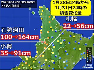 来週も北海道は日本海側を中心に積雪が増えそう