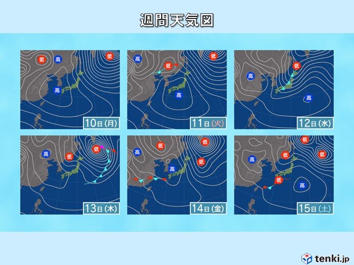 10日～15日　11日は晴れて寒さ緩む　12日は雨で気温上昇　なだれに注意