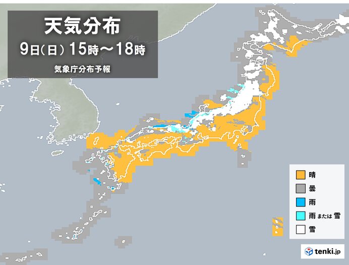 北海道や東北、北陸から山陰は断続的に雪　午前を中心に強く降る