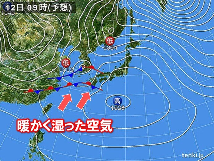 12日は東北まで雨　雪解けが進む