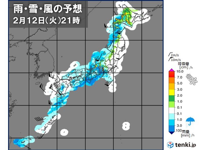 12日の午後は北陸や東北まで雨　雪解けによる「なだれ」「落雪」の危険度高まる