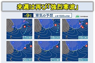 17日から再び「強烈寒波」が長く居座る　警報級の大雪・暴風雪の恐れ　全国的に極寒