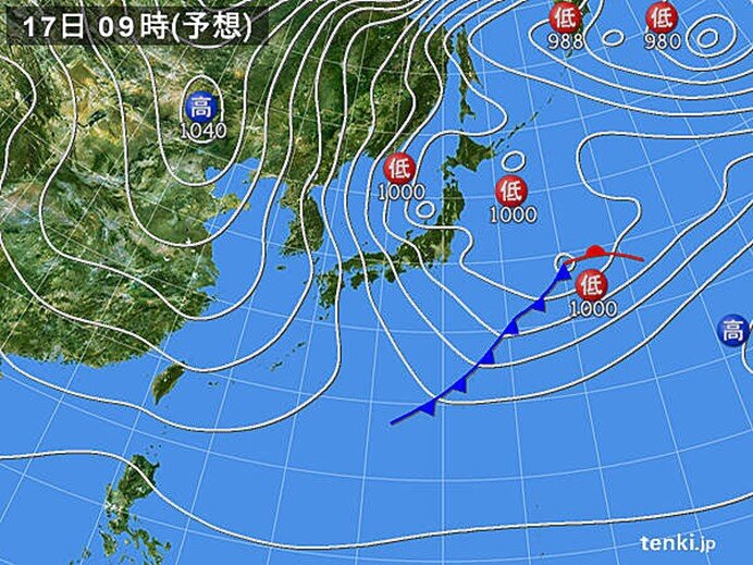 冬型の気圧配置へ　北風が強まる
