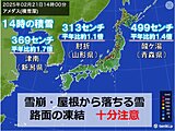 日本海側の積雪　豪雪地帯で平年の2倍近くも　3連休は更に急増　雪崩など十分注意