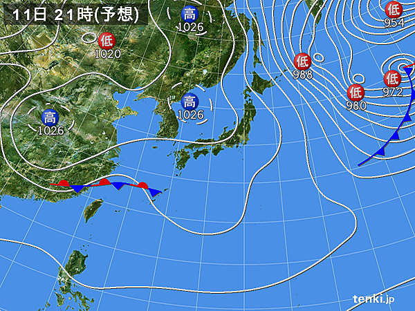 11日 広く晴れるが 西から雨雲ジワリ_画像