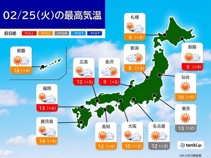 今日25日　ようやく寒波が撤退　日中は広く晴れ　昼間は厳しい寒さ和らぐ