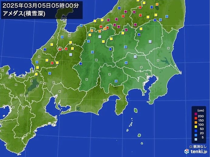 午前5時現在　内陸で積雪　前橋13センチ　熊谷3センチ