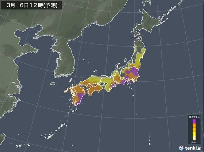 広い範囲で「非常に多い」～「極めて多い」予想