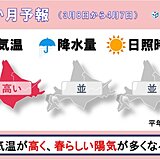 北海道の1か月予報　気温が高く、春らしい陽気が多くなりそう