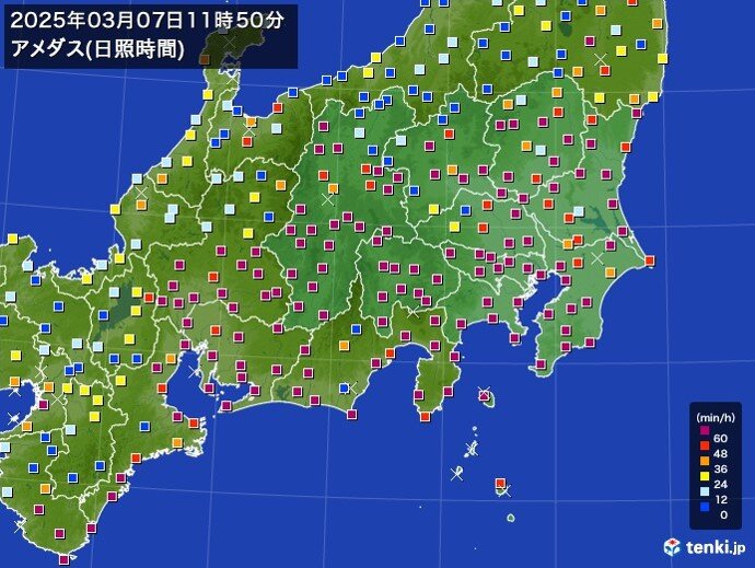 東京都心　5日ぶりに日照5時間を超える