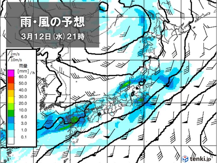 低気圧や前線が通過　たびたび雨