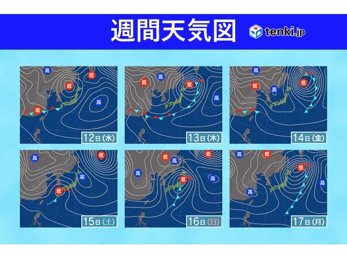 2週間天気前半:11日(火)～17日(月)　次の週末は「春の嵐」