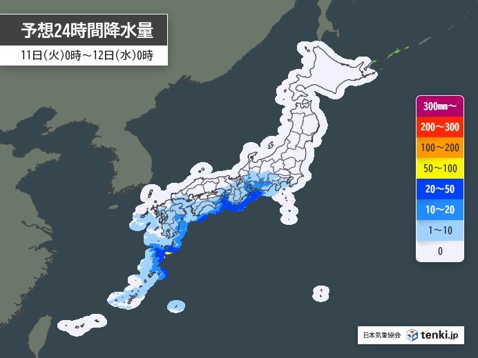 関東～九州・沖縄は広い範囲で雨