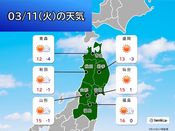 東日本大震災から14年　東北は穏やかな晴天に