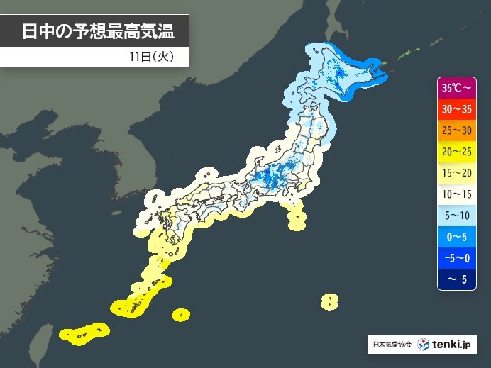 曇りや雨でも気温は高め