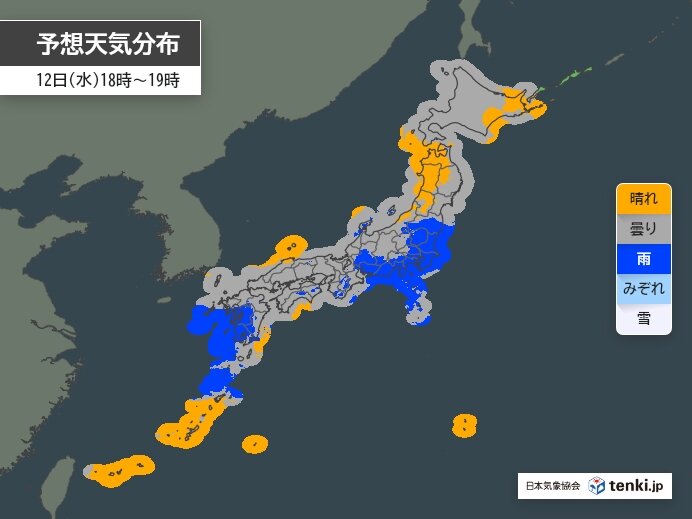 東海と関東は雨 　夜は北陸や東北にも雨雲