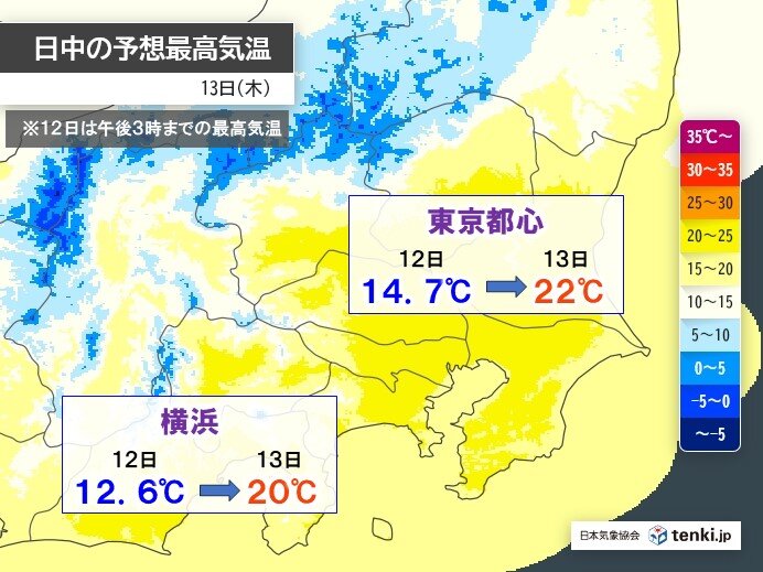 13日(木)　関東など広範囲で初夏の陽気　週末以降は寒さ戻る　北日本は黄砂に注意