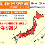 北海道～中国・四国　来週後半から「10年に一度の高温」で桜の季節へ　なだれに注意