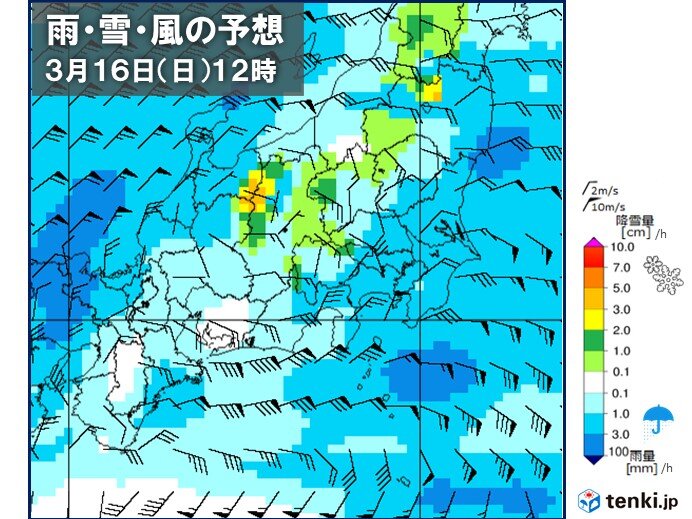 関東　16日(日)は雨・風が強まる　広く10℃以下で真冬の寒さ　寒暖差に注意