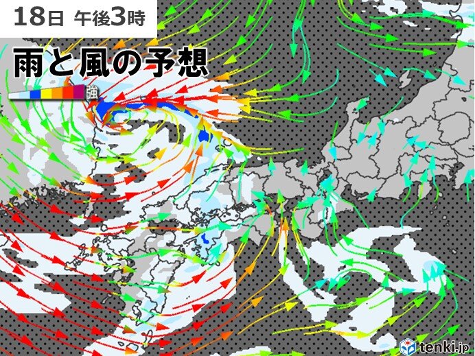 18日は雨や雪が強まり強風や落雷も　山口県は暴風に　中国地方は荒れた天気に注意