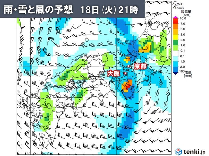 今夜は本降りの雨　山地は雪が強まる所も　激しい突風・ひょう・落雷に注意