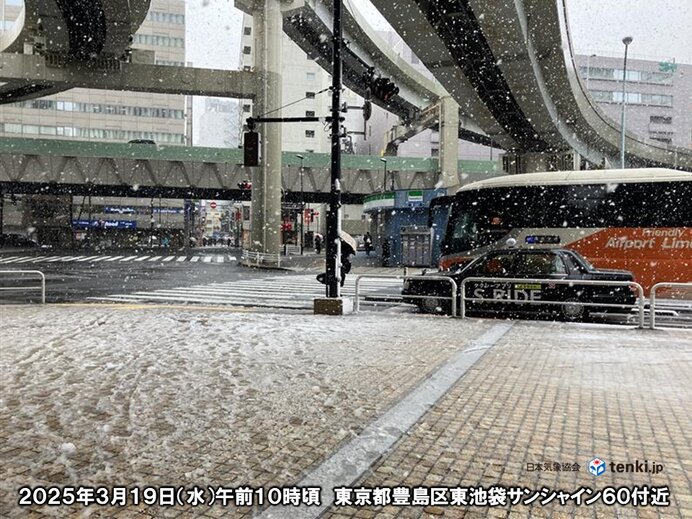 東京都心　午前中に0℃台　予想より気温下がり積雪も　午後は止むが北風強く体感冬