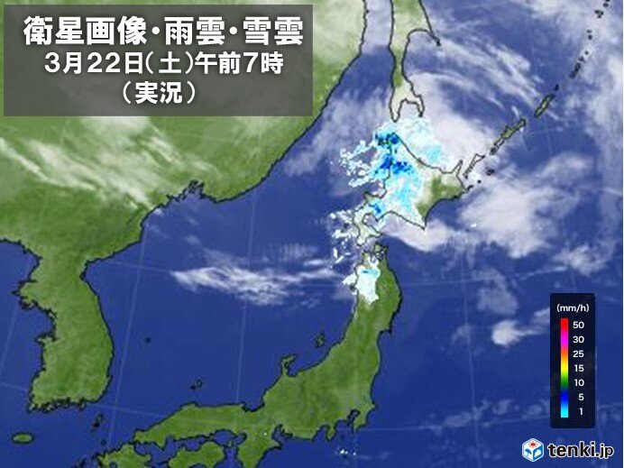 北日本 　所々で雨や雪