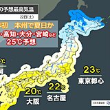 東京都心　昼前に20℃超え　内陸は今年初25℃超えか　23日は夏日地点が更に増加