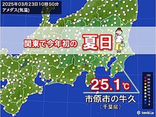 【速報】関東で今年初めての夏日　千葉県市原市の牛久で最高気温25℃以上