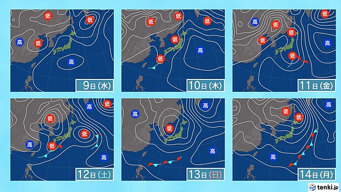 今週後半　雨の降る日が多い