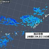 宮古島で滝のような雨　1時間50ミリ以上