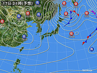 17日　北は冬の嵐　関東は春先の陽気