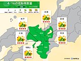 近畿の花粉シーズンは終盤　今日16日は「非常に多い」がこの先は「少ない」日も