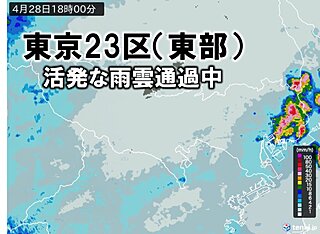 【速報】東京23区を活発な雨雲が通過中　土砂降りの雨に注意を
